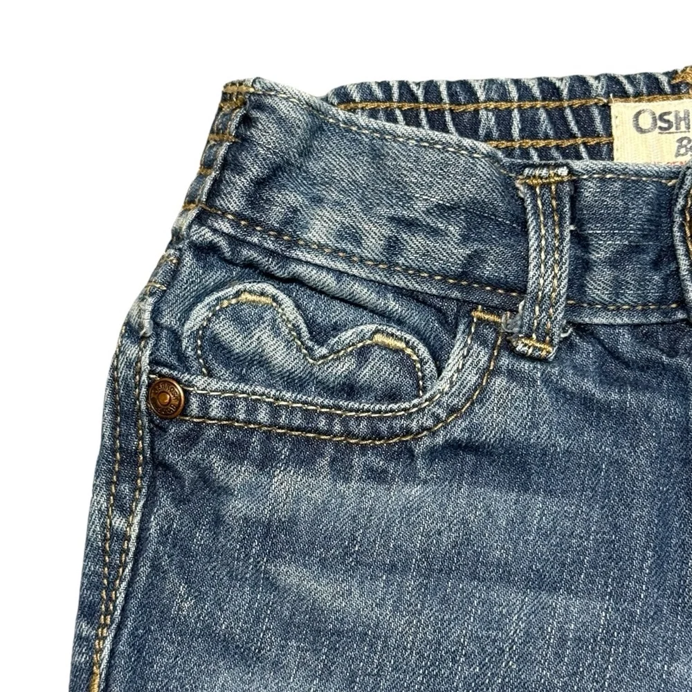 OshKosh Flare Denim Jeans Heart Embroidered Girls Size 3T Blue Pink‎ Casual